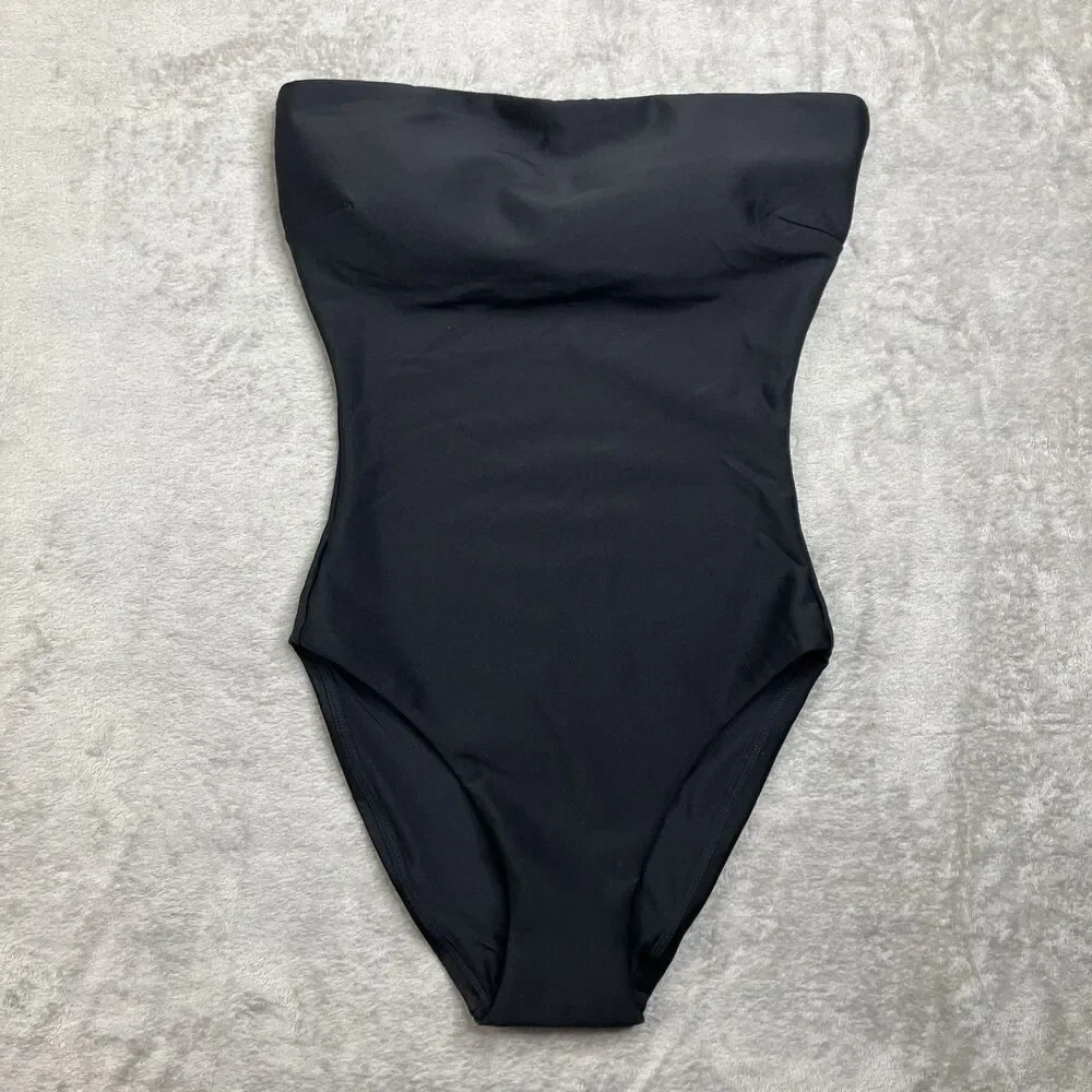 J.Crew Gemma One Piece Swimsuit 6 Black Convertible Classic Sculpt Strapless